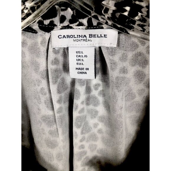 Carolina Belle Montreal Blouse Women’s Large Top Black And White Lined Shirt - Picture 3 of 14
